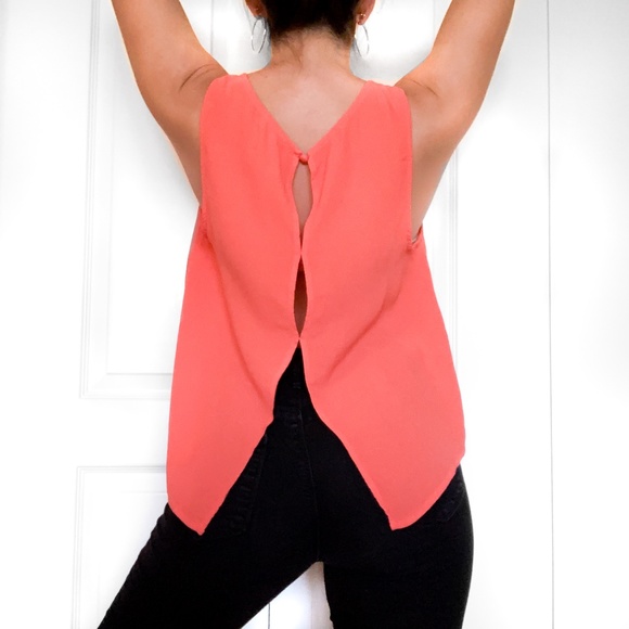 Lush Crochet Front Split-Back Coral Tank - Picture 2 of 5